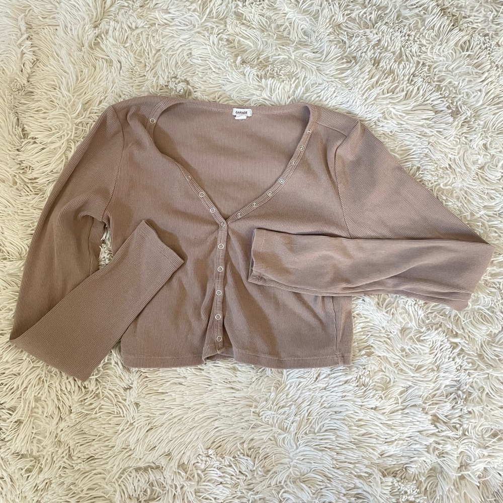 beige/light brown button up long sleeve